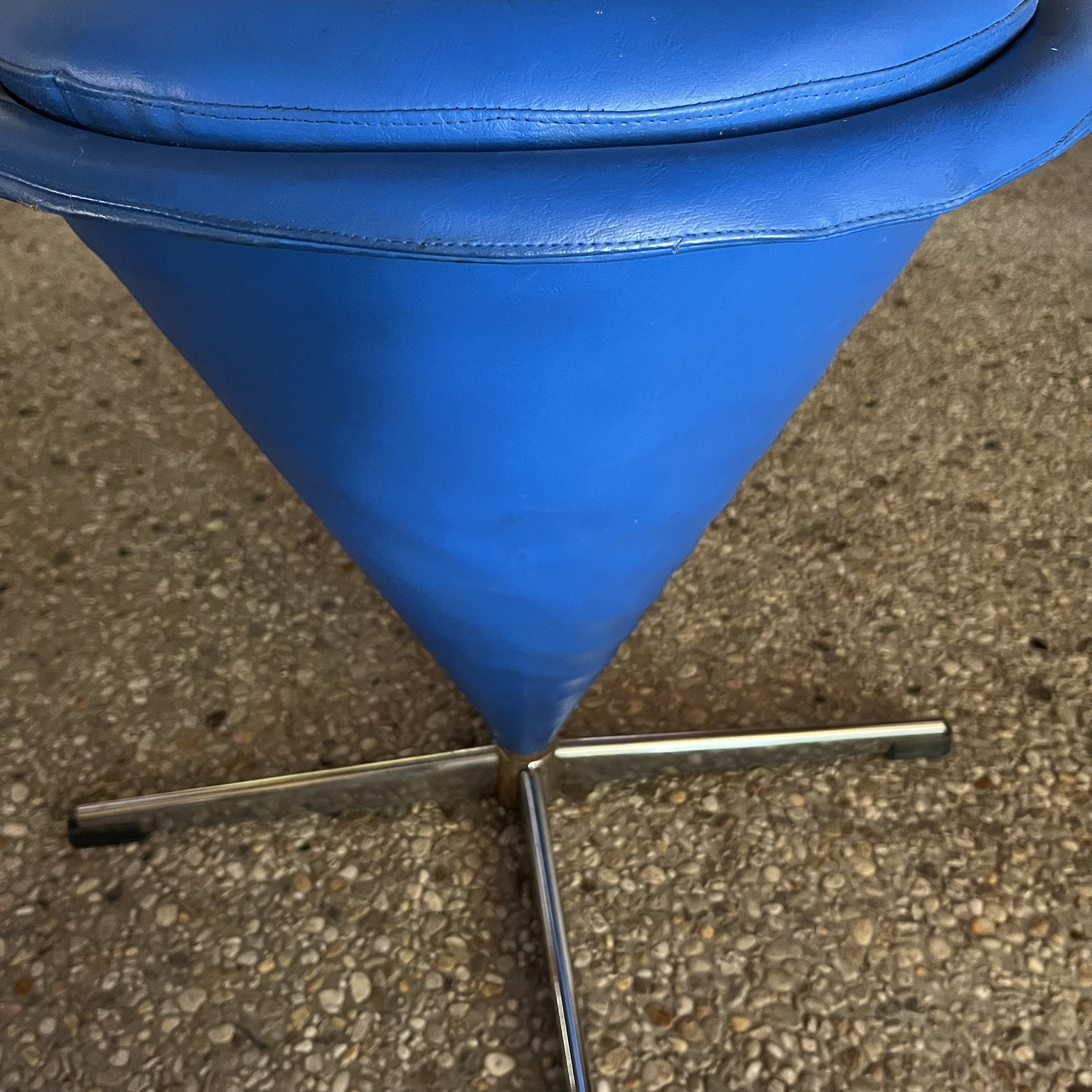 Verner Panton, Blue Artificial Leather Ottoman Cone Chair - Image 6