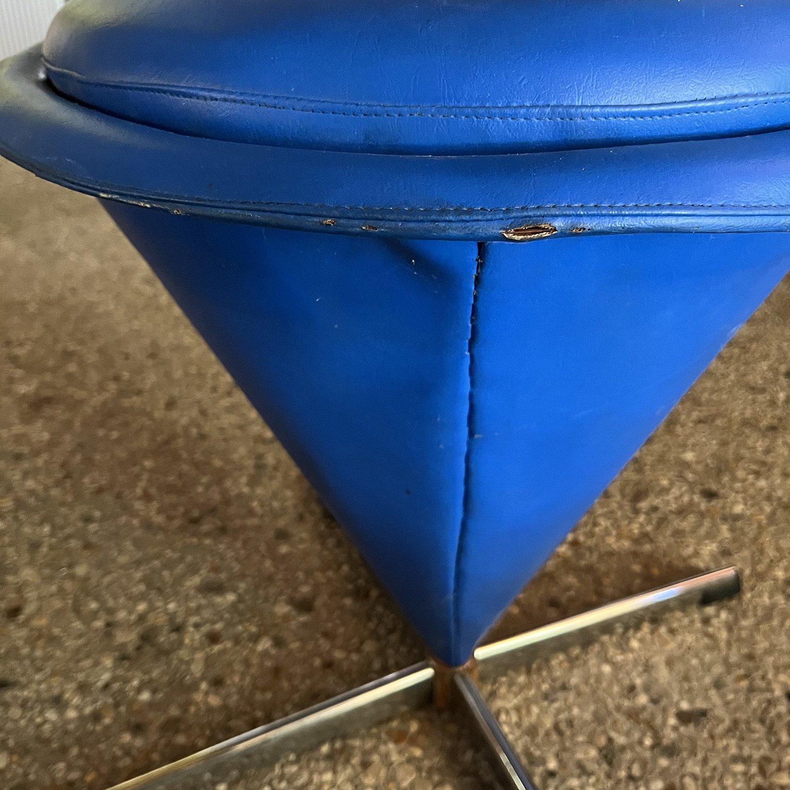 Verner Panton, Blue Artificial Leather Ottoman Cone Chair - Image 7