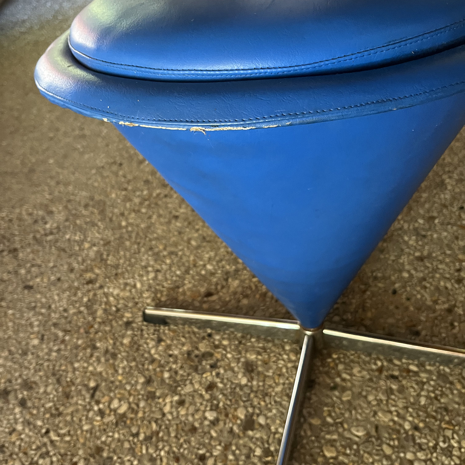 Verner Panton, Blue Artificial Leather Ottoman Cone Chair - Image 9