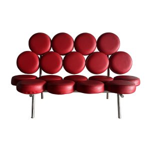 Marshmallow Sofa in Red Upholstery by George Nelson