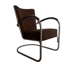Elegant Gispen 412 Armchair in Original Brown Upholstery